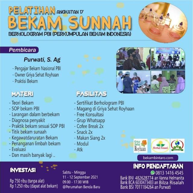 Pelatihan Bekam Sunnah SOP Perkumpulan PBI Terbaru